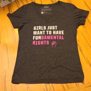 Junior's T-shirt, Gray, V neck, Feminist, Size M